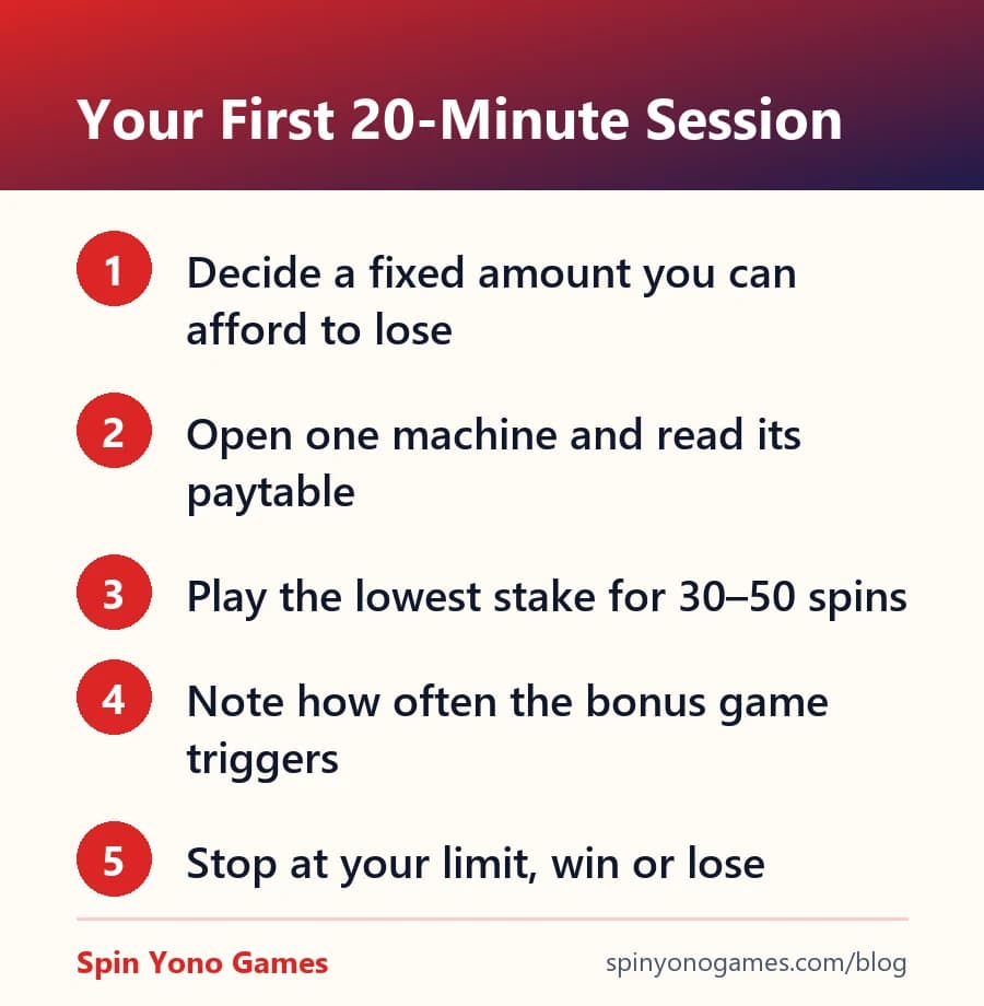 Five-step plan for a first 20-minute Yes Spin session